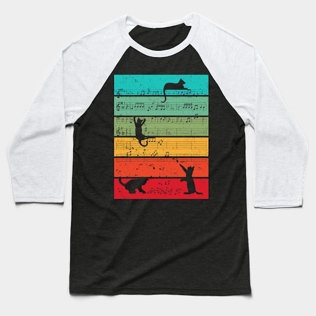 Cute Cat Kitty Music Notes Colorful Musician Clef Baseball T-Shirt by irvtolles